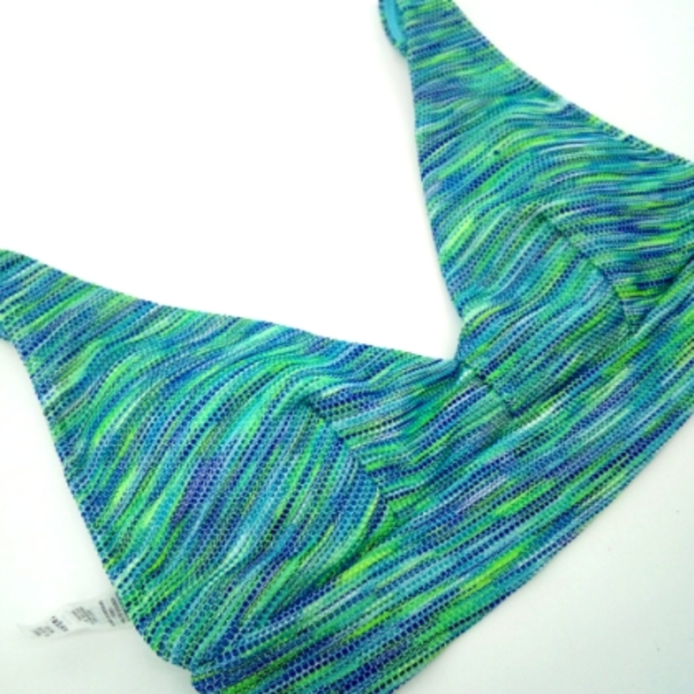 Aerie Scoop Space Dye Longline Bikini Swim Top 2019 M Blue Green Lightly Padded